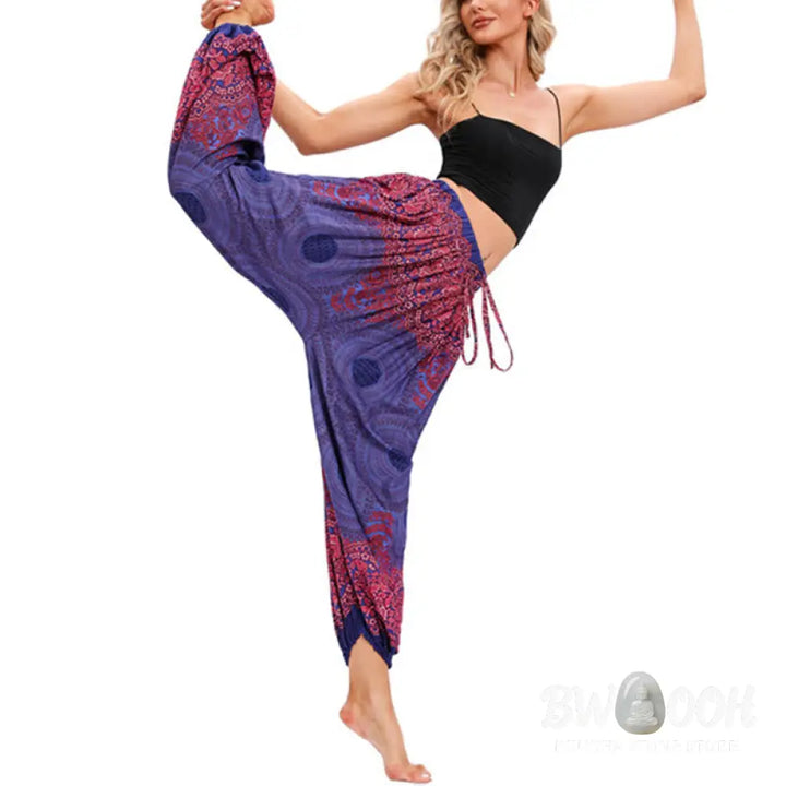 BWOOOH printed harem pants - Loose Circle-shaped Flowers Pattern Hare