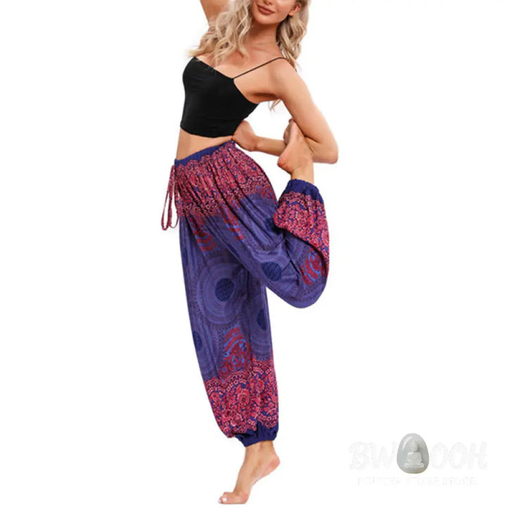 BWOOOH printed harem pants - Loose Circle-shaped Flowers Pattern Hare