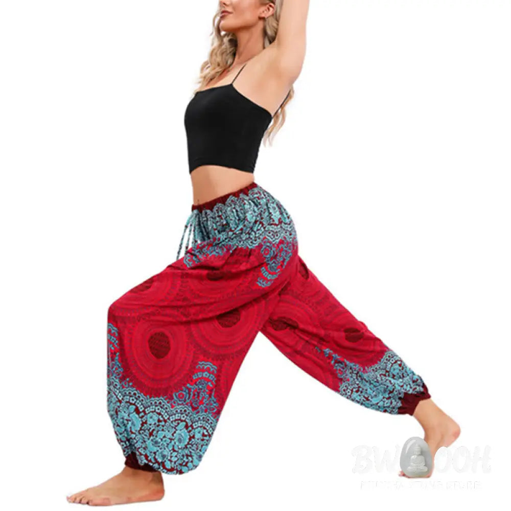 BWOOOH printed harem pants - Loose Circle-shaped Flowers Pattern Hare