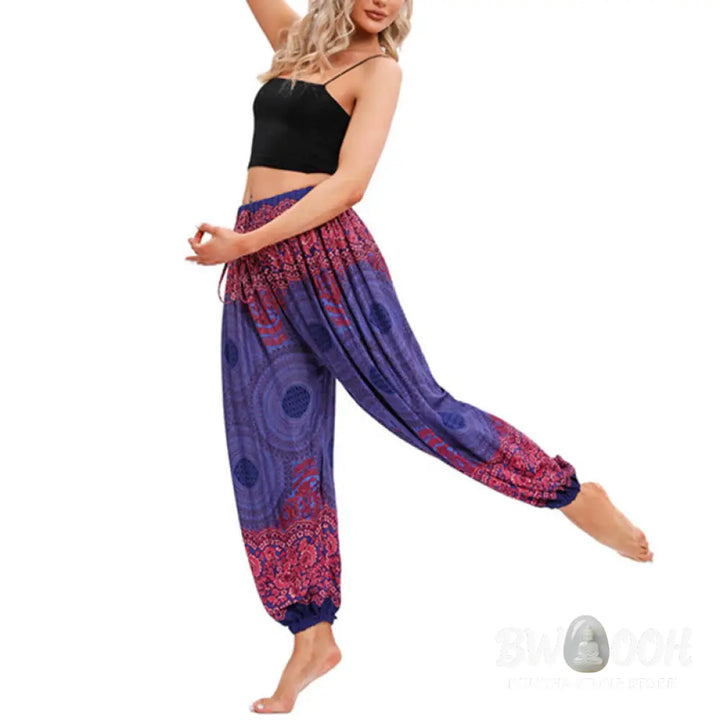 BWOOOH printed harem pants - Loose Circle-shaped Flowers Pattern Hare