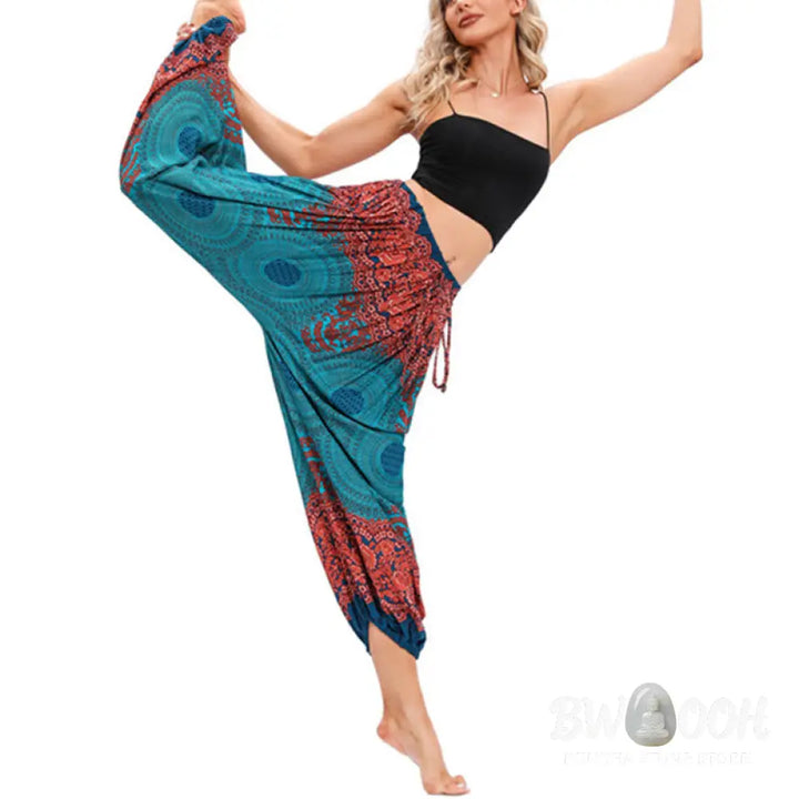 BWOOOH printed harem pants - Loose Circle-shaped Flowers Pattern Hare