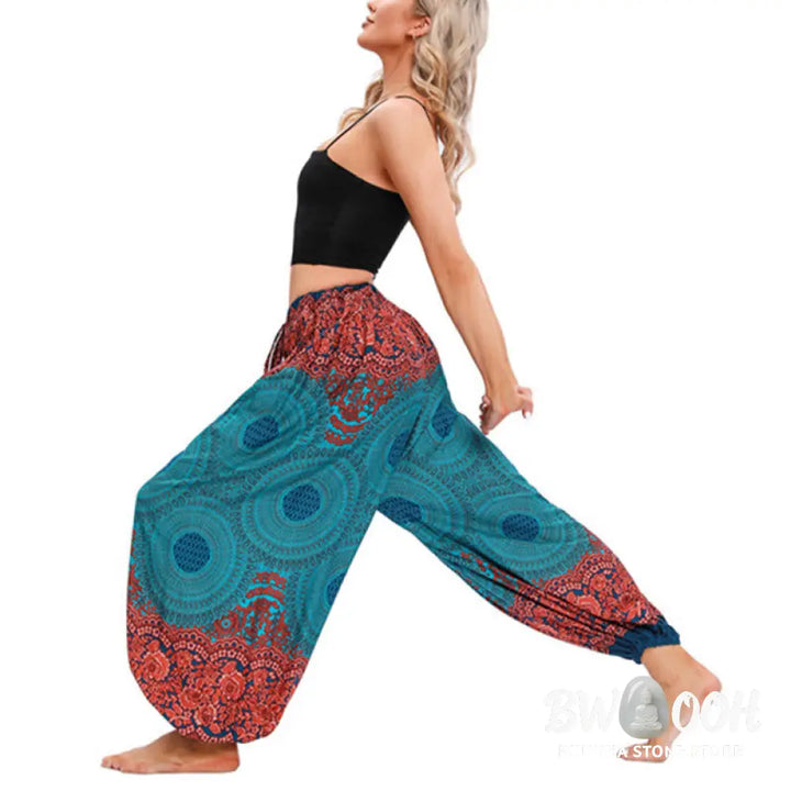 BWOOOH printed harem pants - Loose Circle-shaped Flowers Pattern Hare