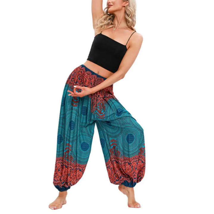 BWOOOH printed harem pants - Loose Circle-shaped Flowers Pattern Hare