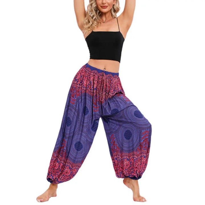 BWOOOH printed harem pants - Loose Circle-shaped Flowers Pattern Hare