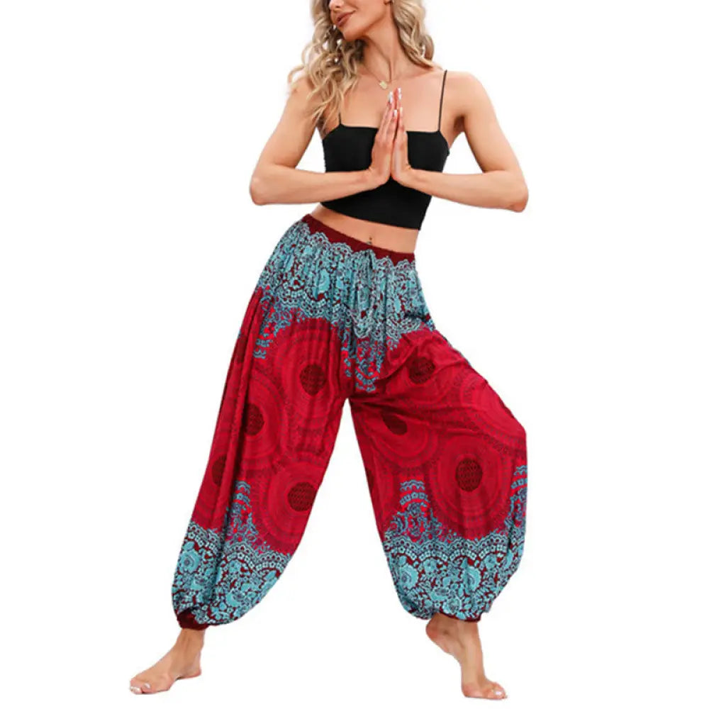 BWOOOH printed harem pants - Loose Circle-shaped Flowers Pattern Hare