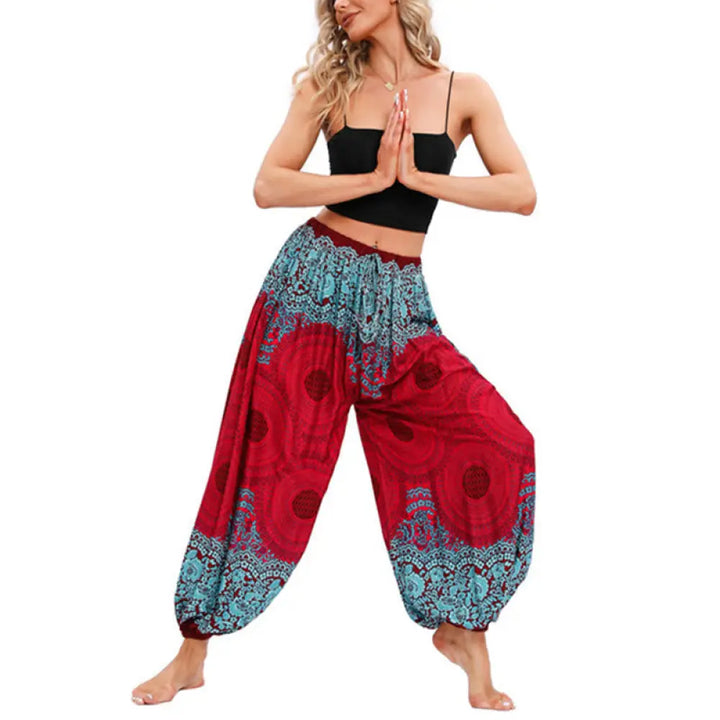 BWOOOH printed harem pants - Loose Circle-shaped Flowers Pattern Hare