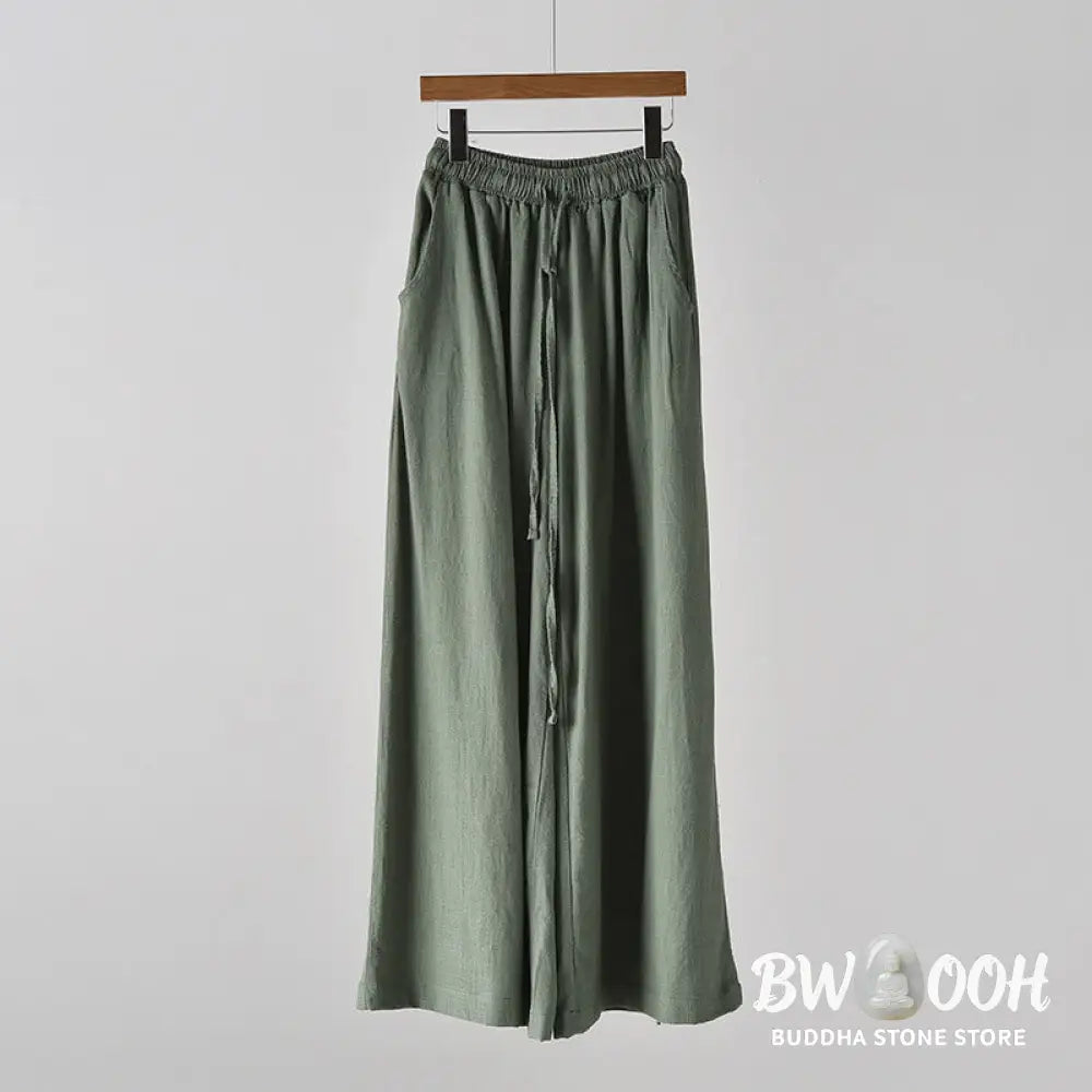 BWOOOH printed wide-leg yoga pants - Loose Cotton Linen Drawstring Wide Leg P