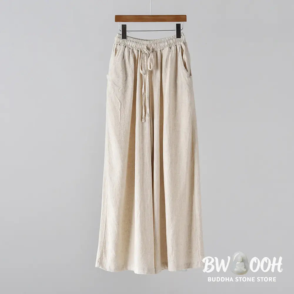 BWOOOH printed wide-leg yoga pants - Loose Cotton Linen Drawstring Wide Leg P