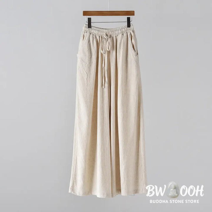 BWOOOH printed wide-leg yoga pants - Loose Cotton Linen Drawstring Wide Leg P