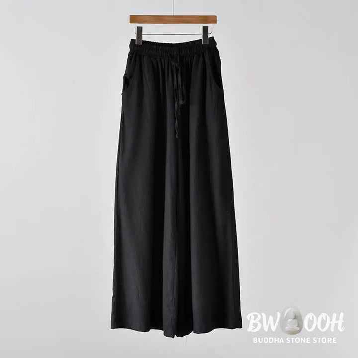 BWOOOH printed wide-leg yoga pants - Loose Cotton Linen Drawstring Wide Leg P