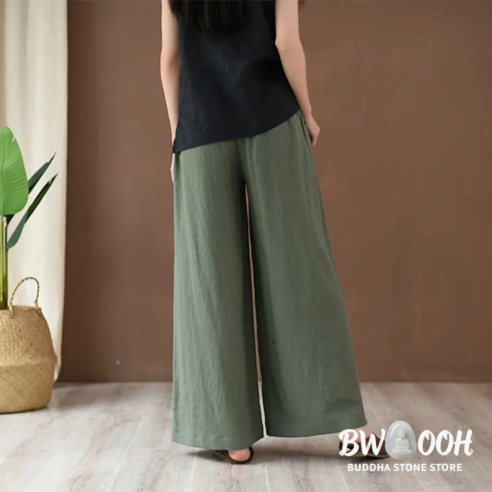 BWOOOH printed wide-leg yoga pants - Loose Cotton Linen Drawstring Wide Leg P