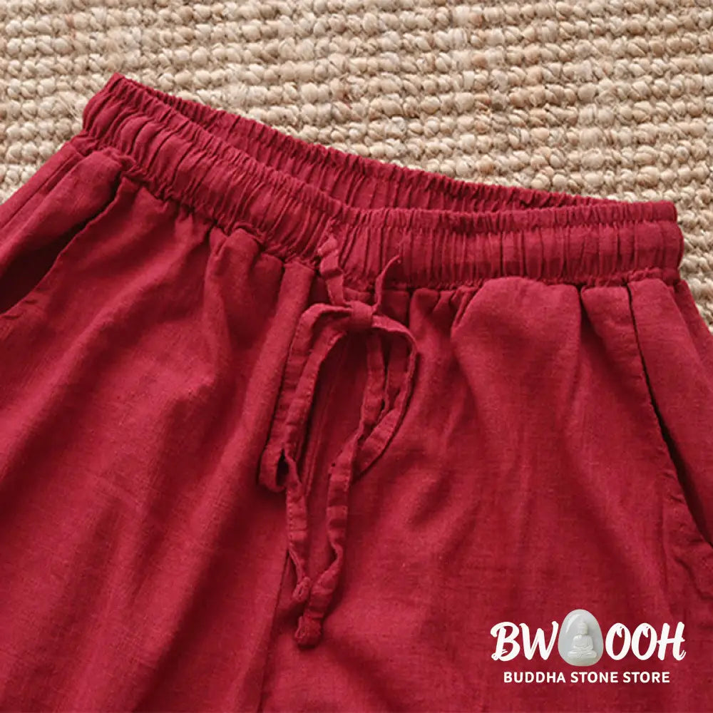 BWOOOH printed wide-leg yoga pants - Loose Cotton Linen Drawstring Wide Leg P