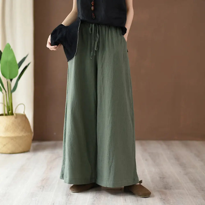 BWOOOH printed wide-leg yoga pants - Loose Cotton Linen Drawstring Wide Leg P