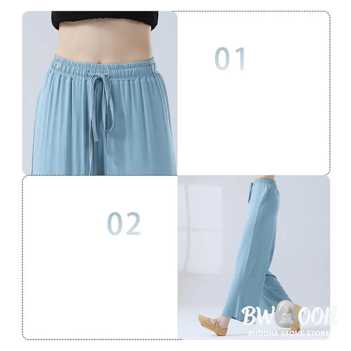BWOOOH printed wide-leg yoga pants - Loose Modal Drawstring Wide Leg Pants Fo