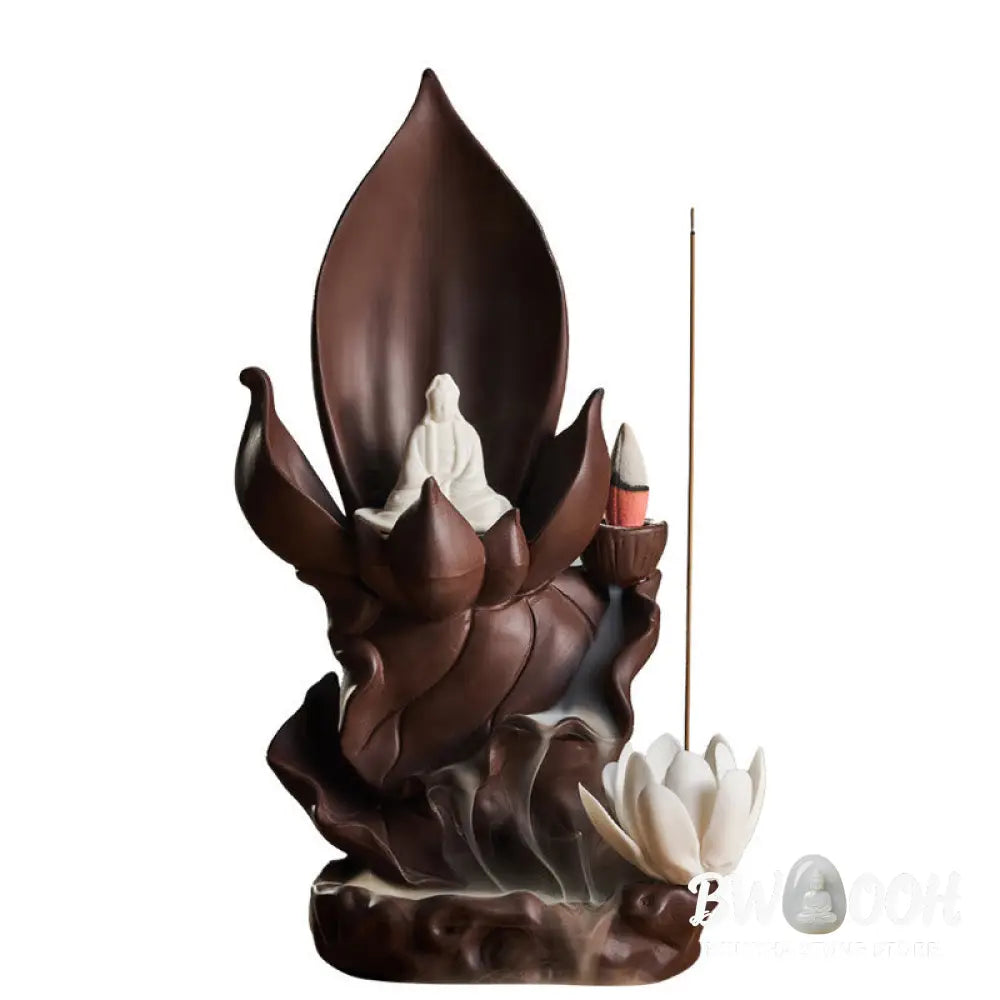 BWOOOH Lotus Buddha Avalokitesvara Enlightenment Purple Clay Incense Burner Decoration - Lotus Tathagata Buddha
