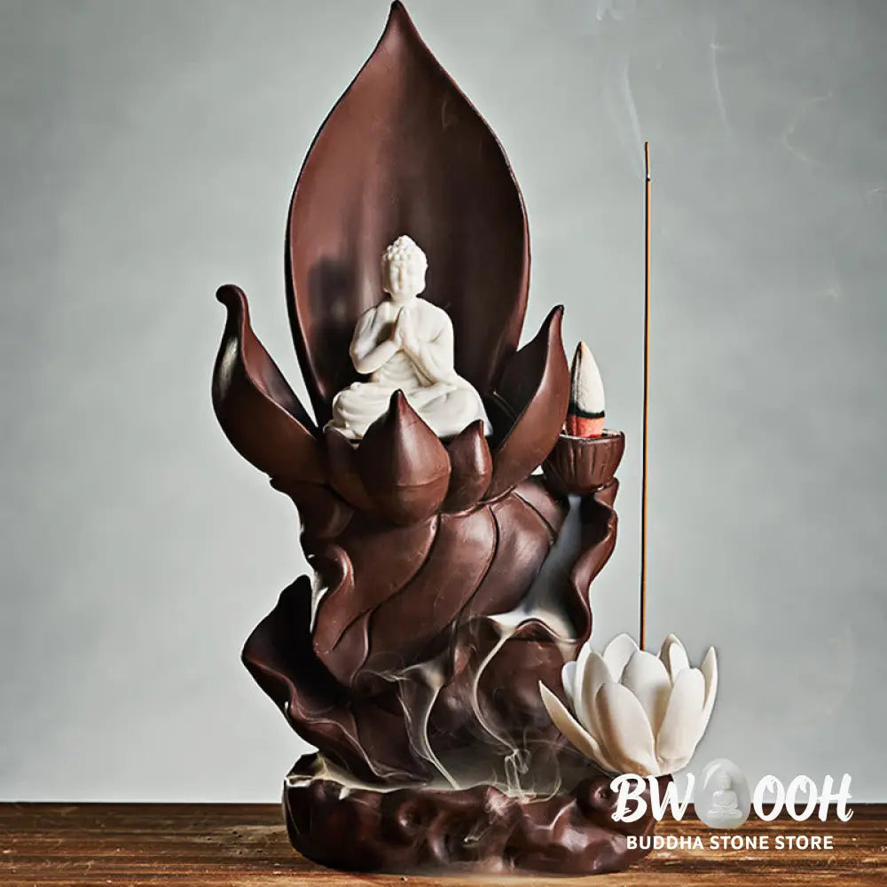 BWOOOH Lotus Buddha Avalokitesvara Enlightenment Purple Clay Incense Burner Decoration - Lotus Tathagata Buddha