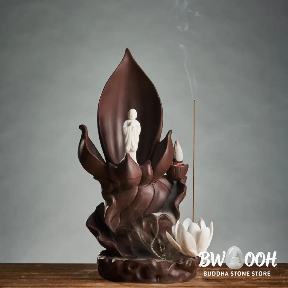 BWOOOH Lotus Buddha Avalokitesvara Enlightenment Purple Clay Incense Burner Decoration - Lotus Tathagata Buddha