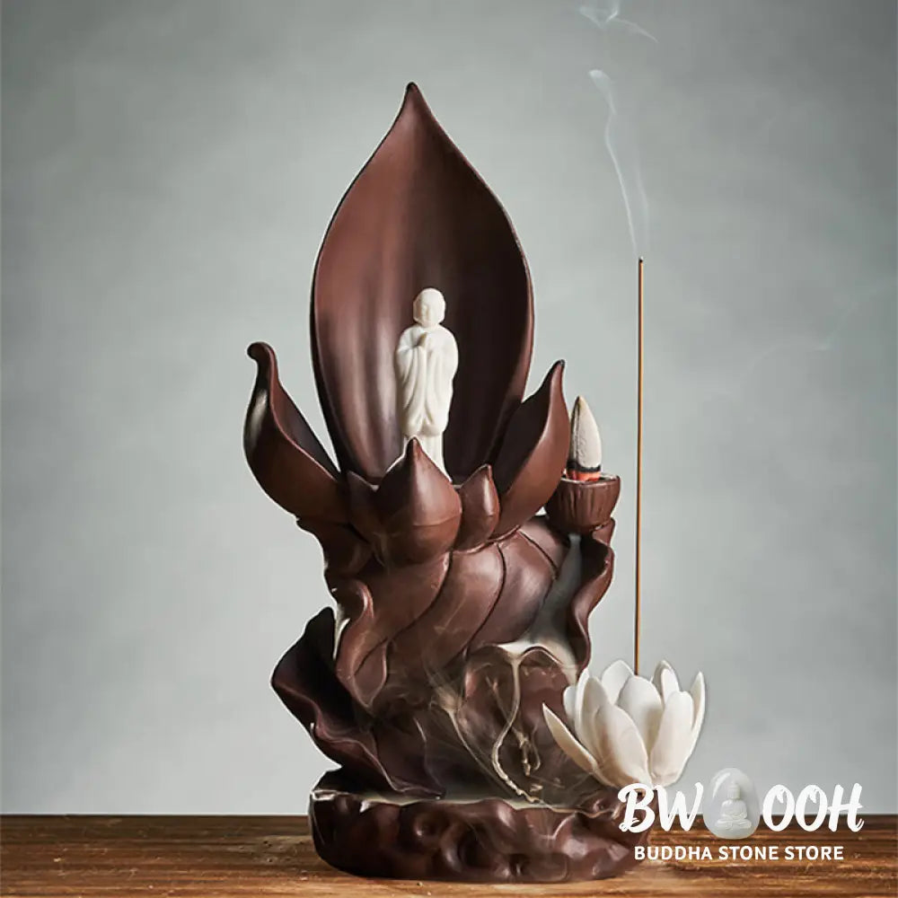 BWOOOH Lotus Buddha Avalokitesvara Enlightenment Purple Clay Incense Burner Decoration - Lotus Tathagata Buddha
