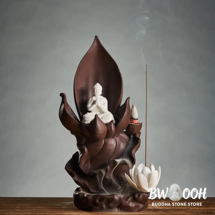 BWOOOH Lotus Buddha Avalokitesvara Enlightenment Purple Clay Incense Burner Decoration - Lotus Tathagata Buddha