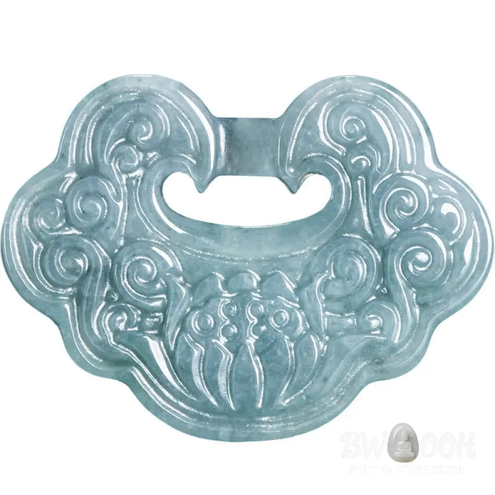 Buddha Stones Lotus Carved Jade Ruyi Abundance Prosperity Abundance Necklace Pendant - BWOOOH - Jade - Necklaces &amp;