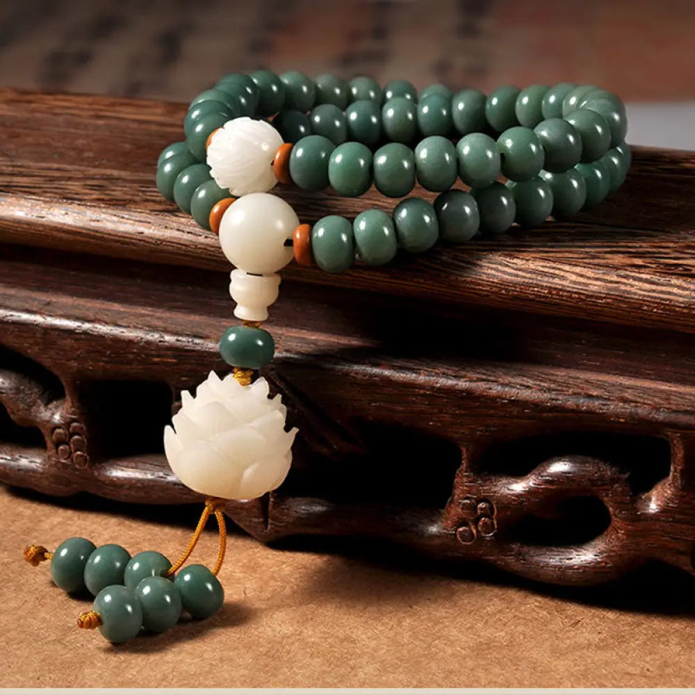 Buddha Stones Lotus Cyan Bodhi Seed Success Bracelet - BWOOOH - 6*8mm - Bracelet