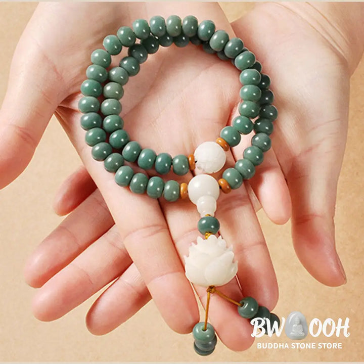 Buddha Stones Lotus Cyan Bodhi Seed Success Bracelet - BWOOOH - 6*8mm - Bracelet