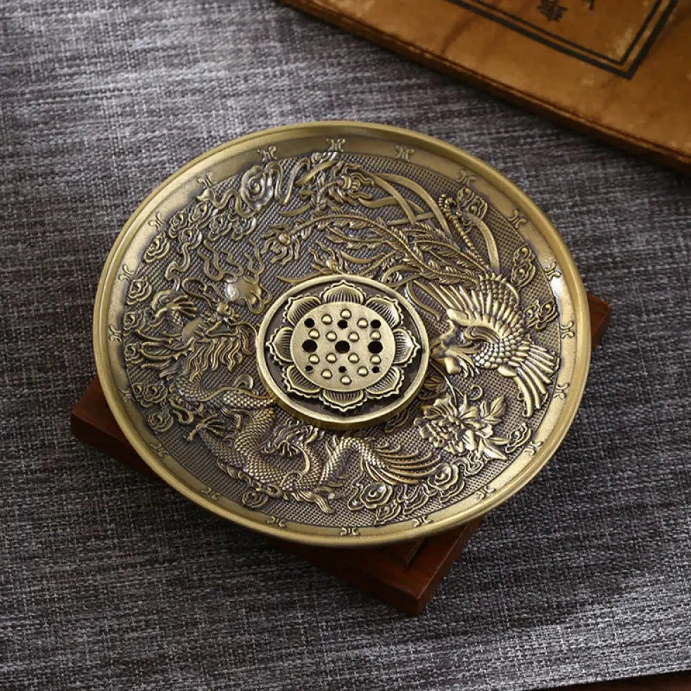 BWOOOH copper incense burner - Lotus Dragon Phoenix Eight Auspicio