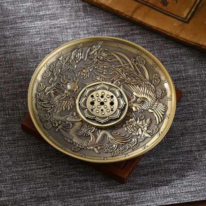 BWOOOH copper incense burner - Lotus Dragon Phoenix Eight Auspicio