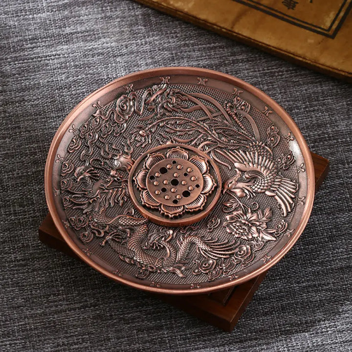 BWOOOH copper incense burner - Lotus Dragon Phoenix Eight Auspicio