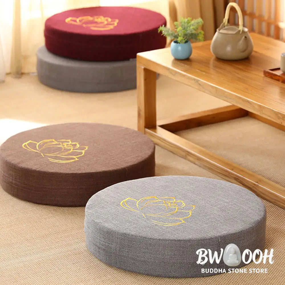 BWOOOH Lotus Embroidery Cotton Linen Meditation Seat Cushion - Decorations