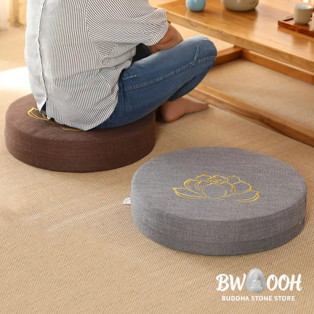 BWOOOH Lotus Embroidery Cotton Linen Meditation Seat Cushion - Decorations