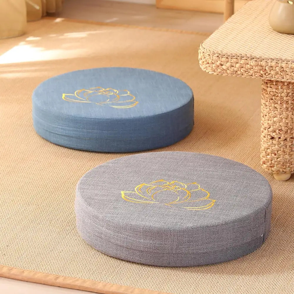 BWOOOH Lotus Embroidery Cotton Linen Meditation Seat Cushion - Decorations