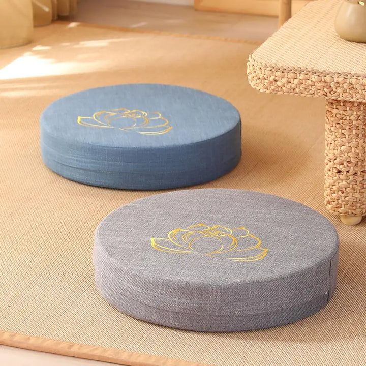 BWOOOH Lotus Embroidery Cotton Linen Meditation Seat Cushion - Decorations