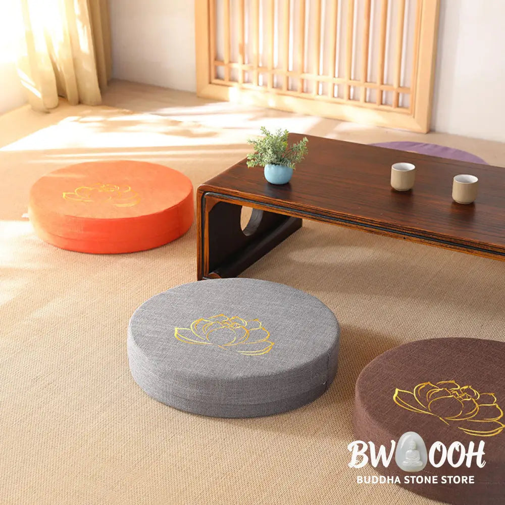 BWOOOH Lotus Embroidery Cotton Linen Meditation Seat Cushion - Decorations