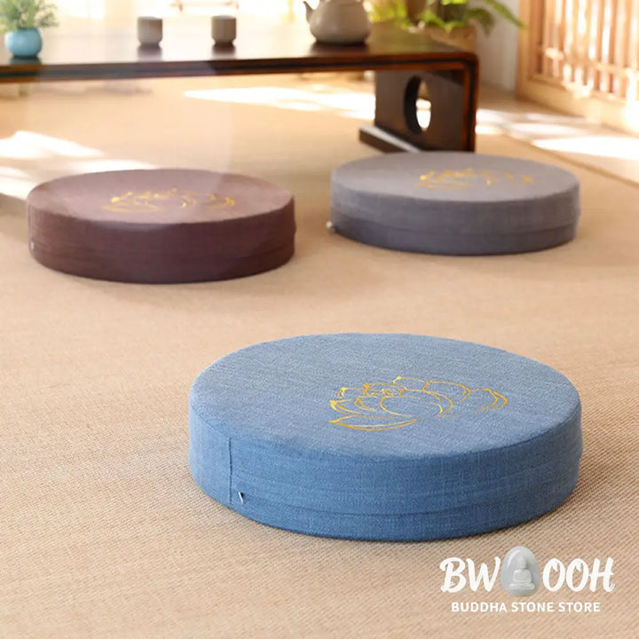 BWOOOH Lotus Embroidery Cotton Linen Meditation Seat Cushion - Decorations