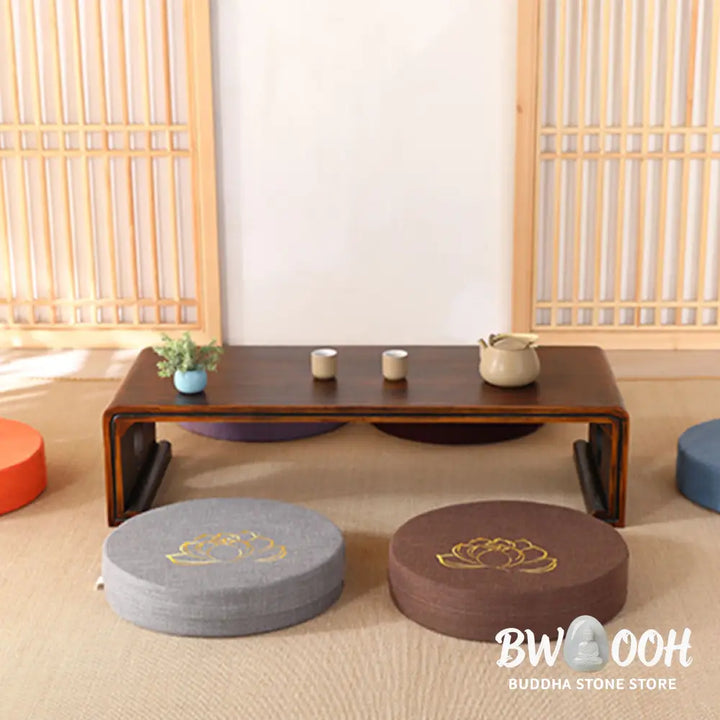 BWOOOH Lotus Embroidery Cotton Linen Meditation Seat Cushion - Decorations