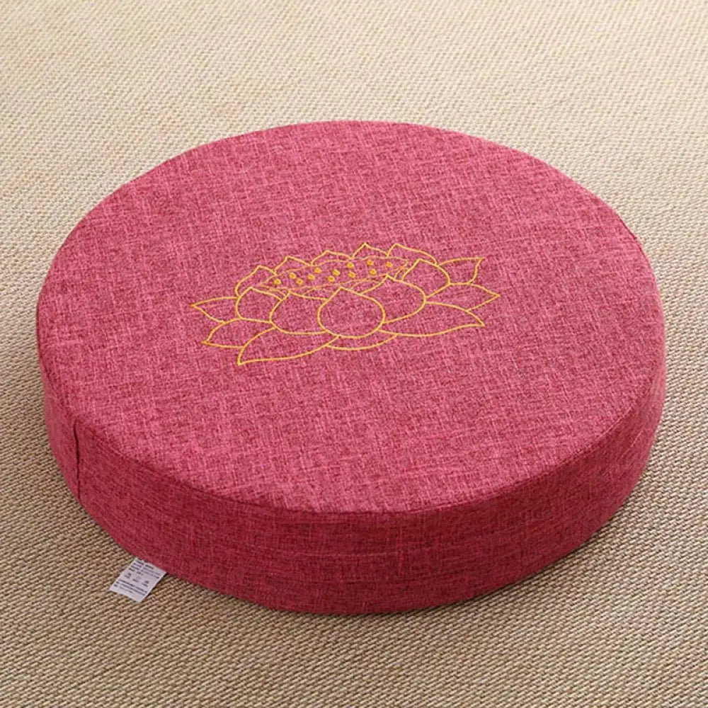 BWOOOH Lotus Embroidery Cotton Linen Meditation Seat Cushion - Hard / 40cm*10cm / DeepPink - Decorations