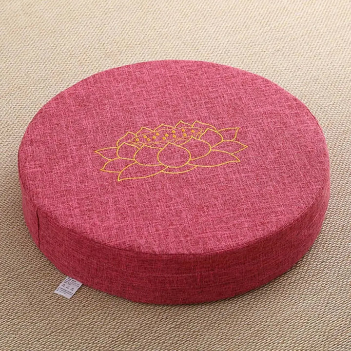 BWOOOH Lotus Embroidery Cotton Linen Meditation Seat Cushion - Hard / 40cm*10cm / DeepPink - Decorations