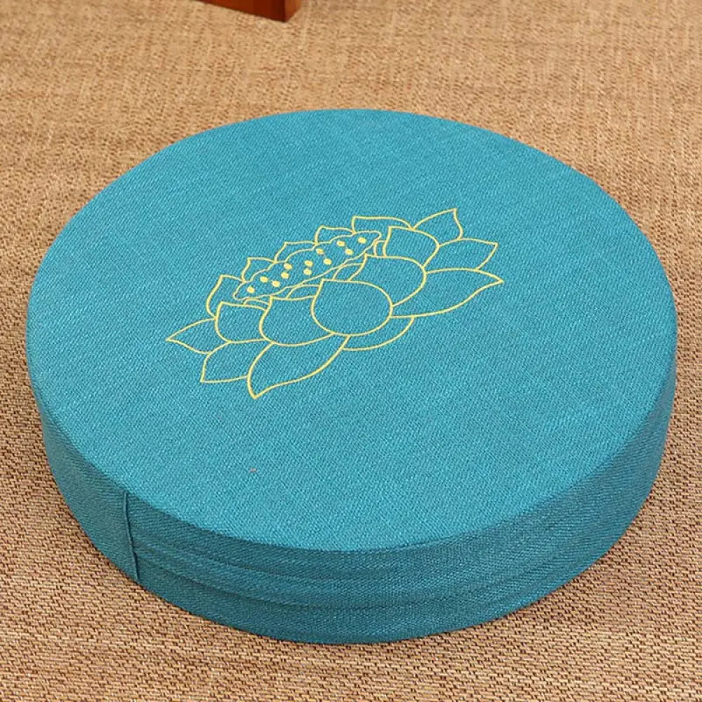 BWOOOH Lotus Embroidery Cotton Linen Meditation Seat Cushion - Hard / 40cm*10cm / DeepSkyBlue - Decorations