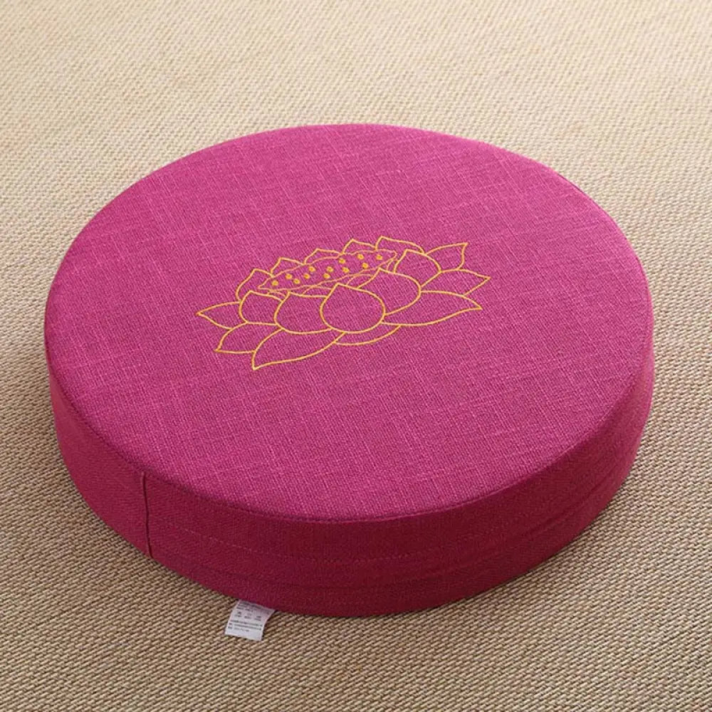 BWOOOH Lotus Embroidery Cotton Linen Meditation Seat Cushion - Hard / 40cm*10cm / HotPink - Decorations