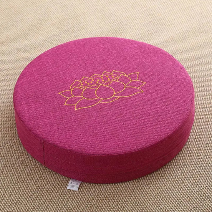 BWOOOH Lotus Embroidery Cotton Linen Meditation Seat Cushion - Hard / 40cm*10cm / HotPink - Decorations
