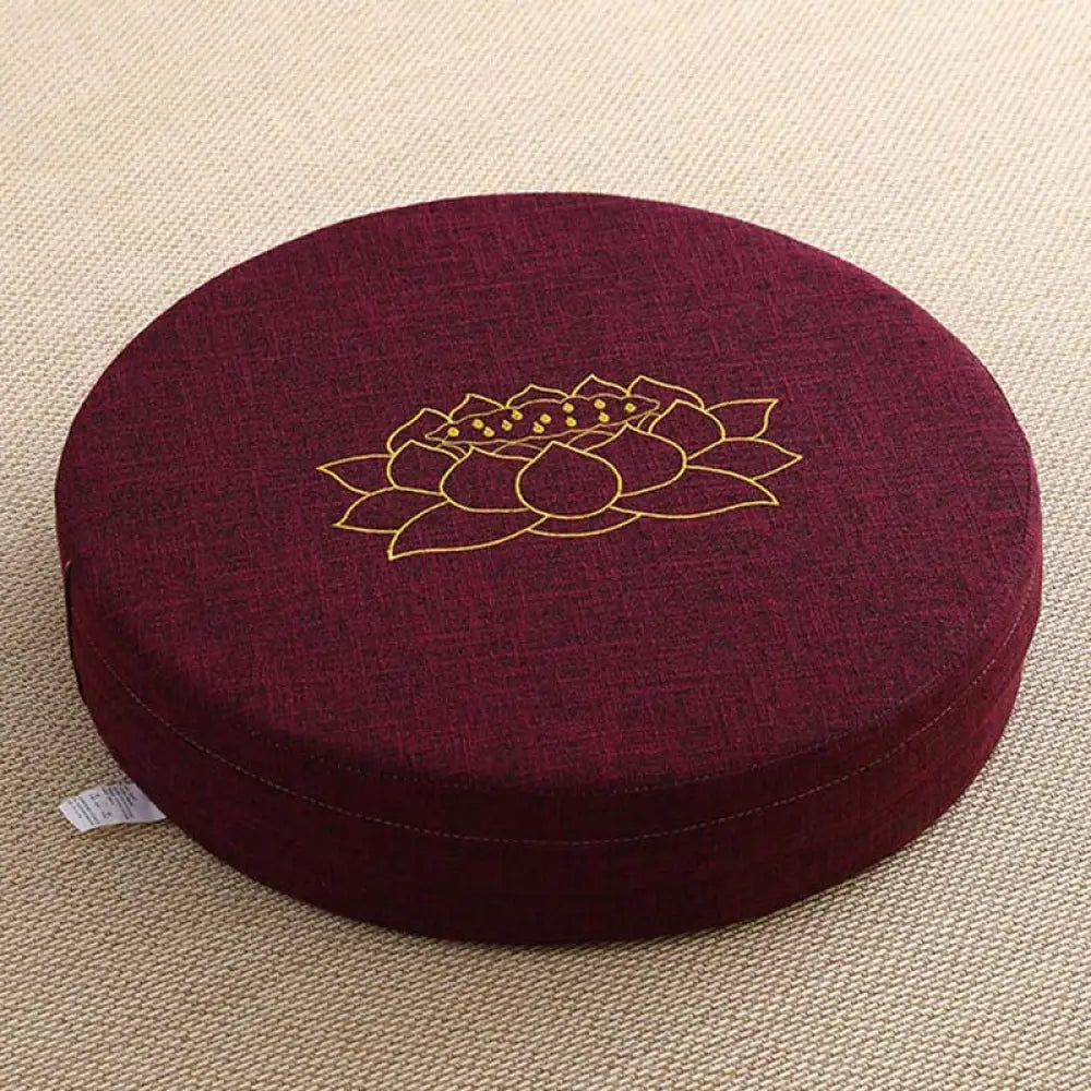 BWOOOH Lotus Embroidery Cotton Linen Meditation Seat Cushion - Hard / 40cm*10cm / Maroon - Decorations