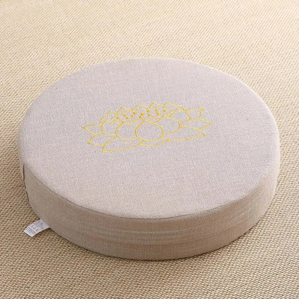 BWOOOH Lotus Embroidery Cotton Linen Meditation Seat Cushion - Hard / 40cm*10cm / Seashell - Decorations