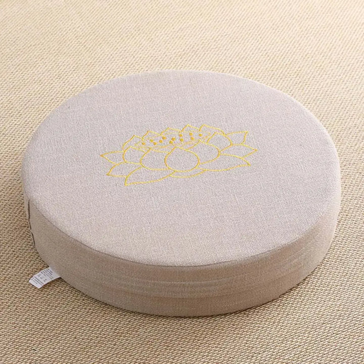 BWOOOH Lotus Embroidery Cotton Linen Meditation Seat Cushion - Hard / 40cm*10cm / Seashell - Decorations
