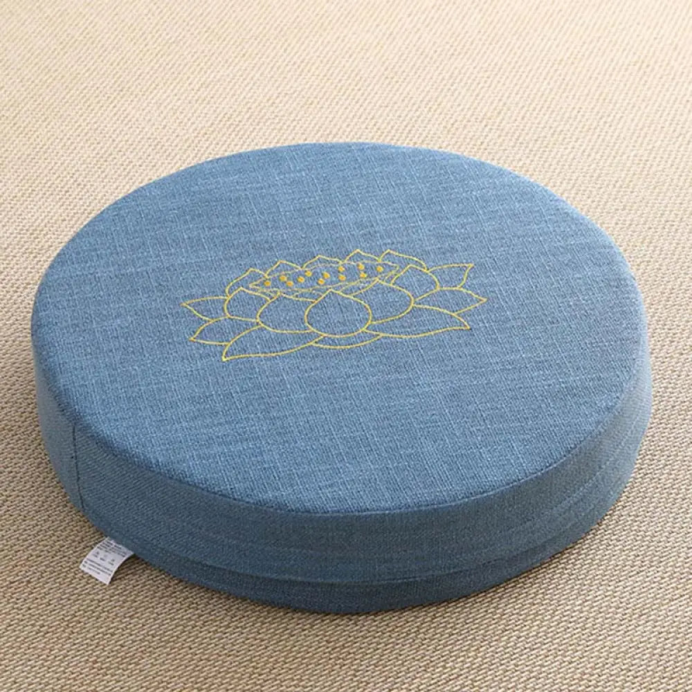 BWOOOH Lotus Embroidery Cotton Linen Meditation Seat Cushion - Hard / 40cm*10cm / SteelBlue - Decorations