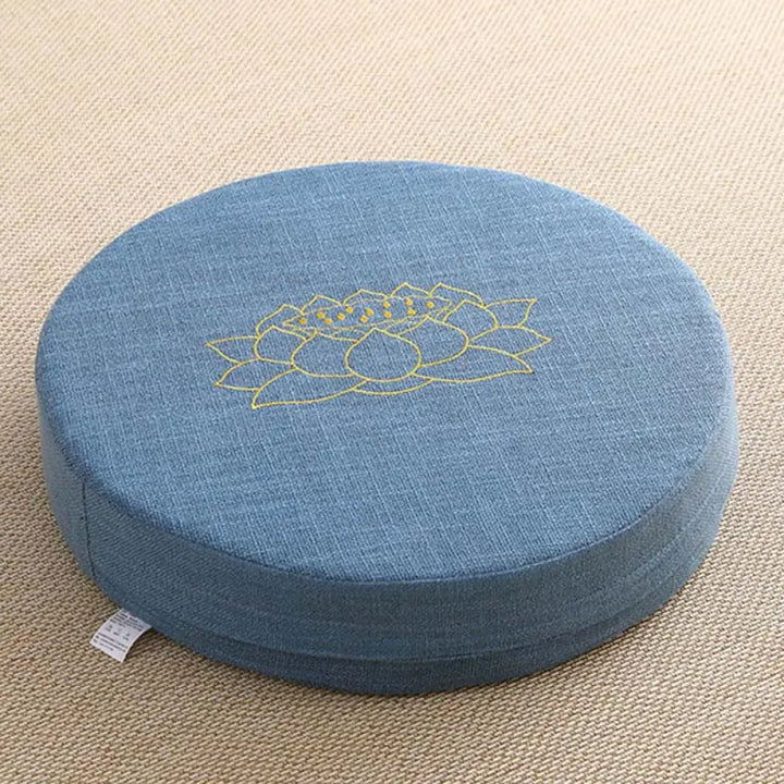 BWOOOH Lotus Embroidery Cotton Linen Meditation Seat Cushion - Hard / 40cm*10cm / SteelBlue - Decorations