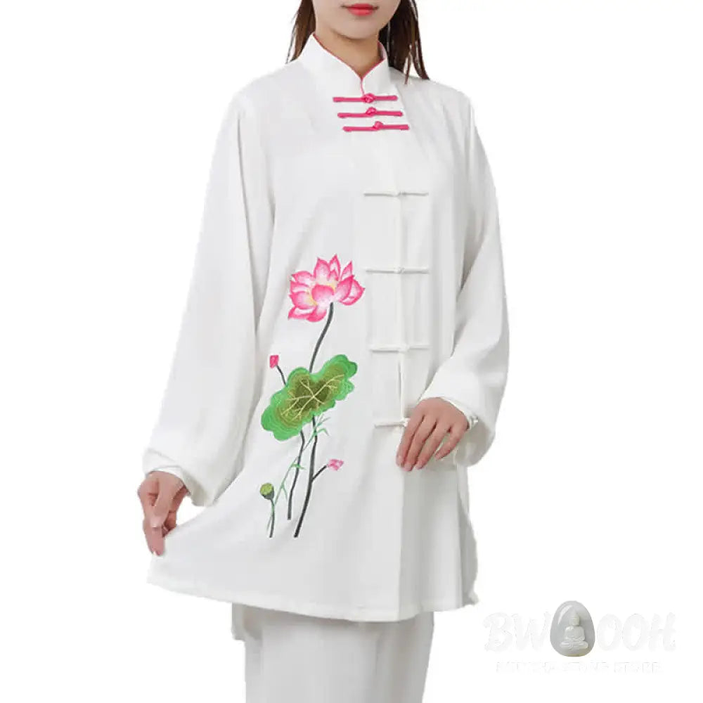 Buddha Stones Lotus Flower Leaf Pattern Tai Chi Meditation Prayer Spiritual Zen Practice Clothing Women’s Set - Clothes