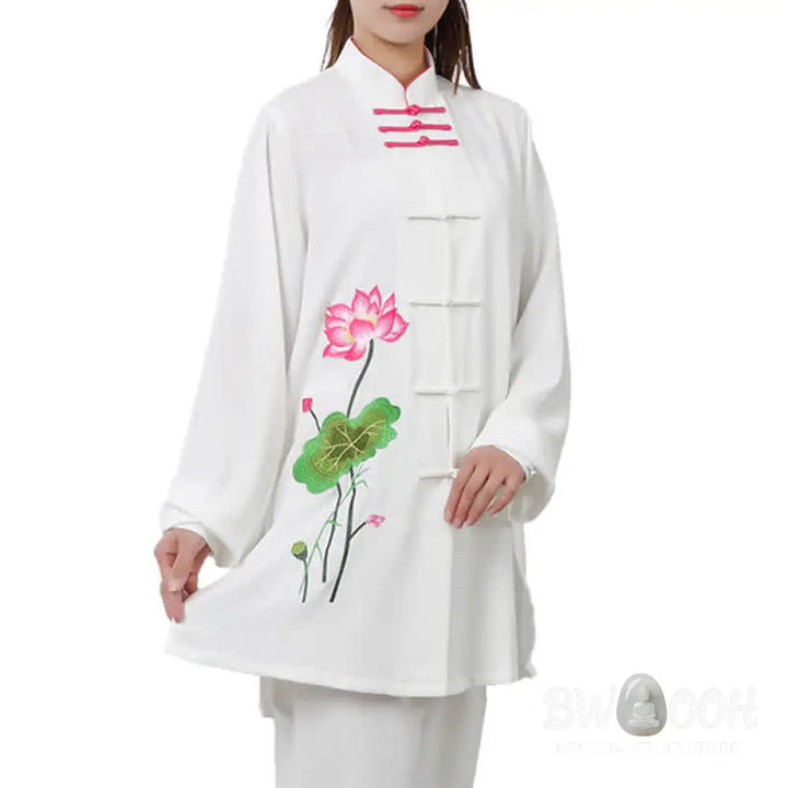 Buddha Stones Lotus Flower Leaf Pattern Tai Chi Meditation Prayer Spiritual Zen Practice Clothing Women’s Set - Clothes