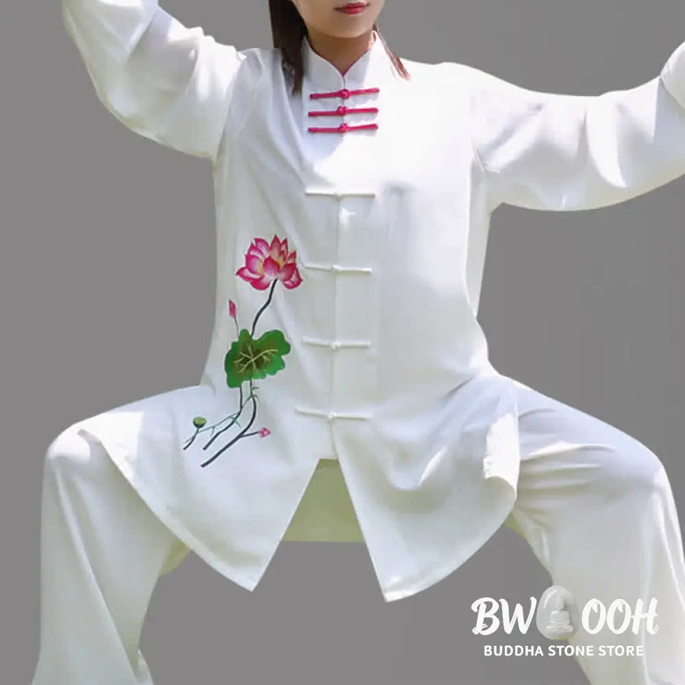 Buddha Stones Lotus Flower Leaf Pattern Tai Chi Meditation Prayer Spiritual Zen Practice Clothing Women’s Set - Clothes