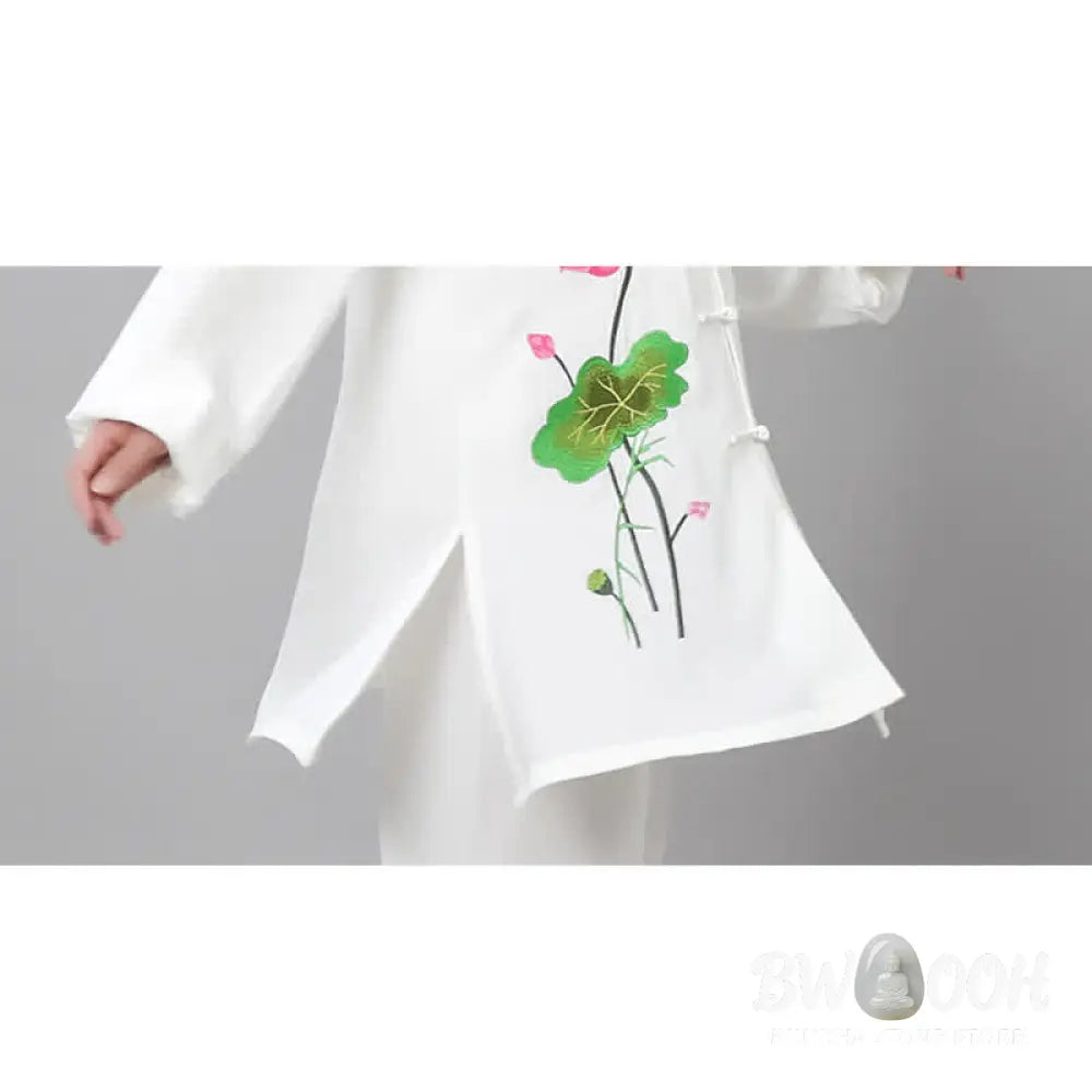 Buddha Stones Lotus Flower Leaf Pattern Tai Chi Meditation Prayer Spiritual Zen Practice Clothing Women’s Set - Clothes